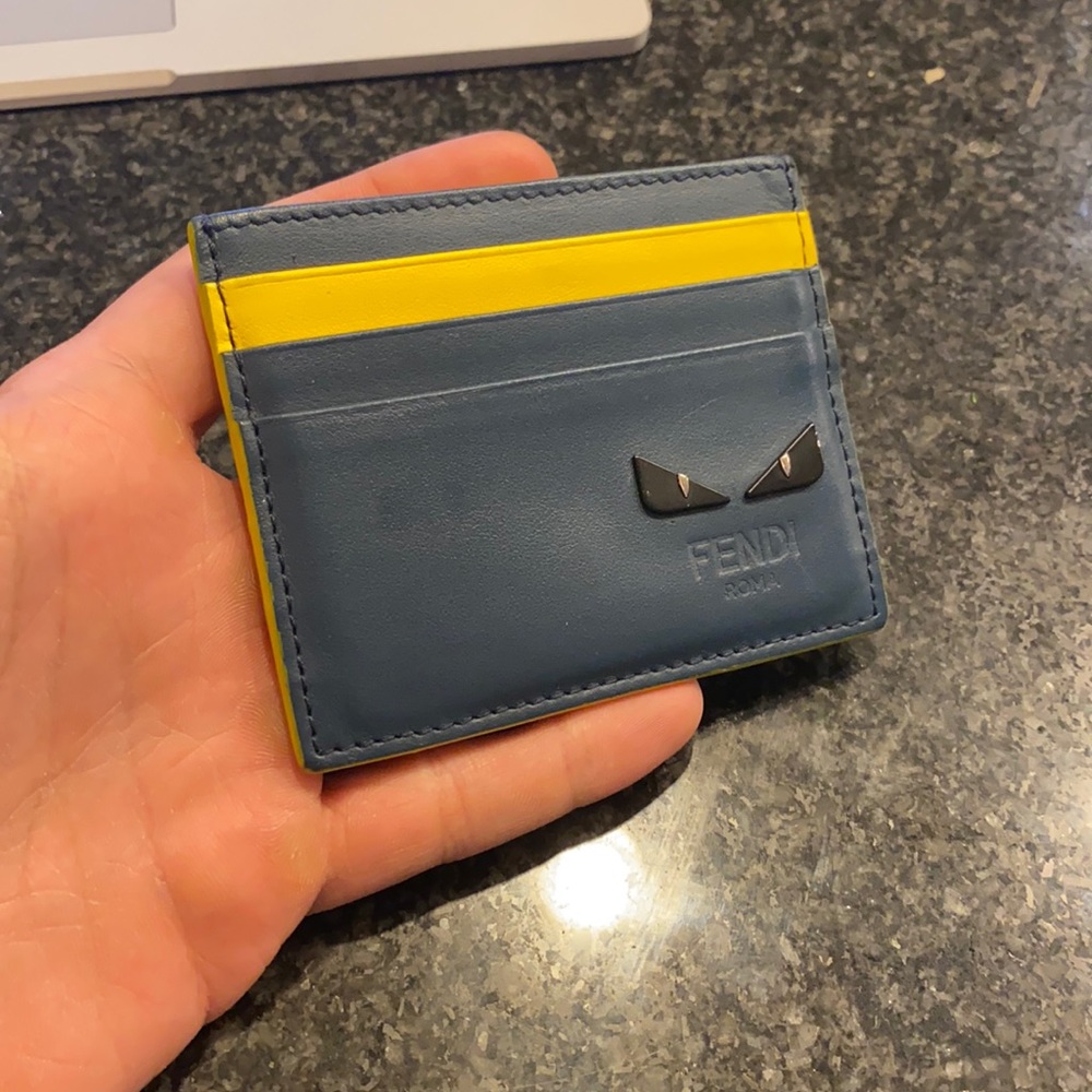 Fendi I See You Cardholder 9.5/10 blue&yellow